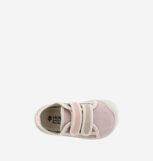 Par de sapatilhas Victoria Barefoot cor-de-rosa e bege, ligeiramente inclinadas, em fundo branco.