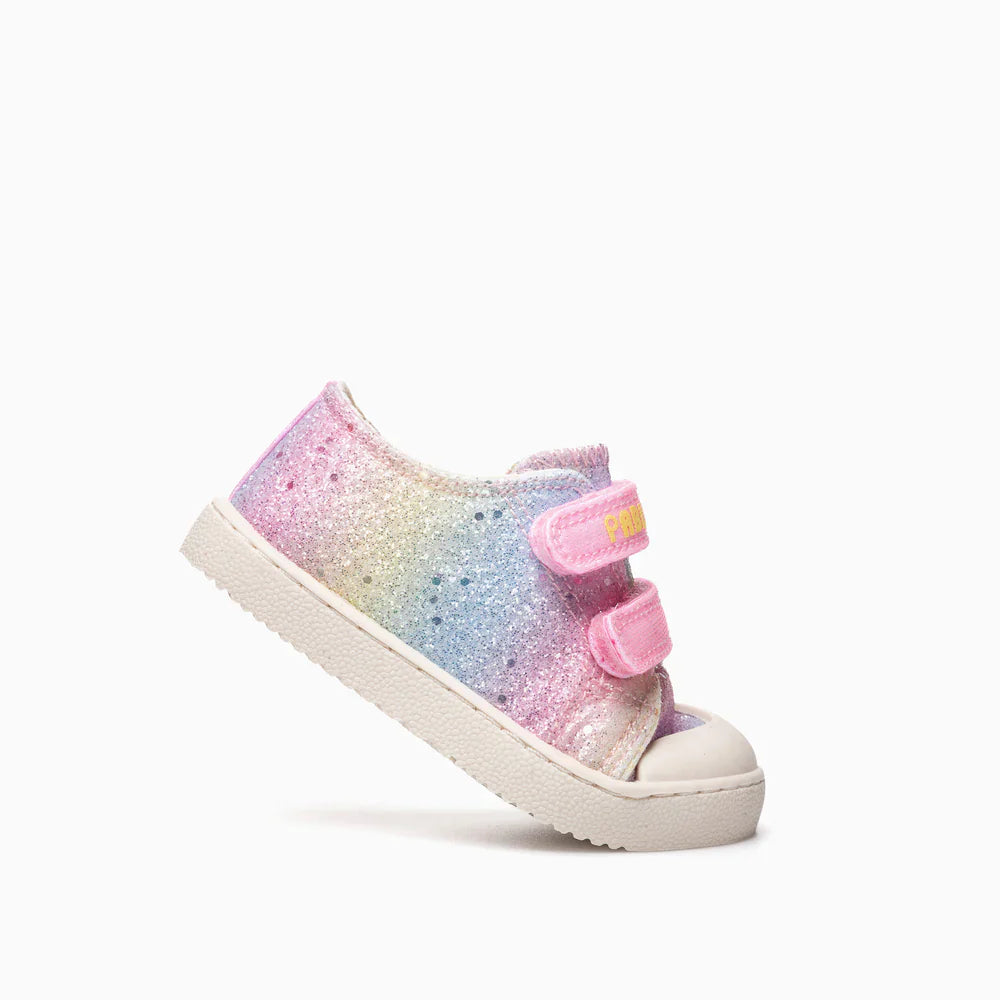 Pablosky Barefoot Sapatilha Lona Glitter Rainbow